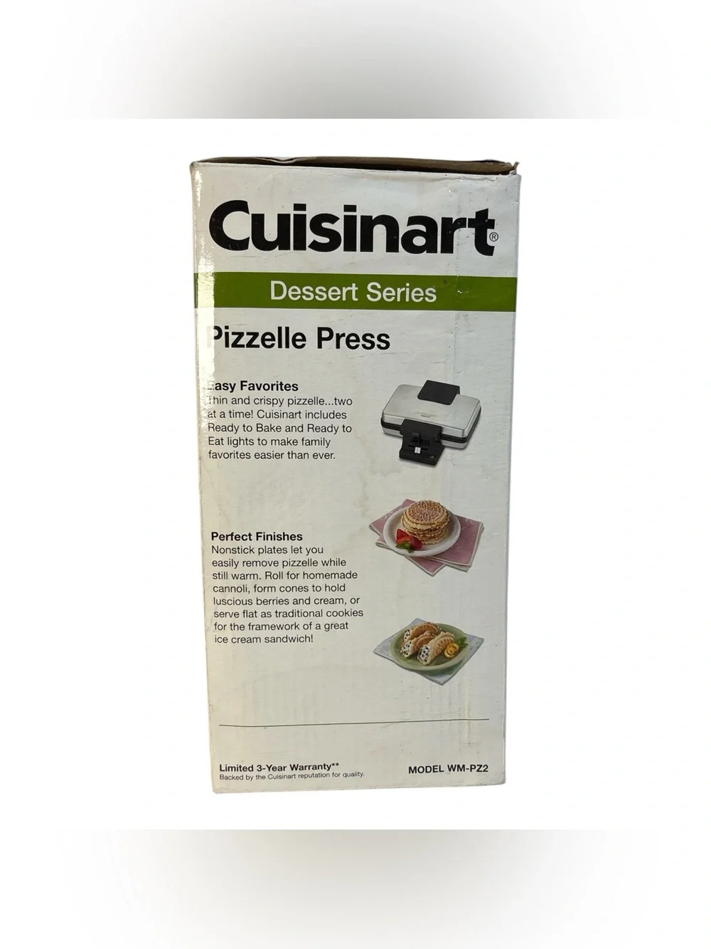Cuisinart Pizzelle Press Maker Cannoli WM-PZ2 Stainless Steel Nonstick Tested